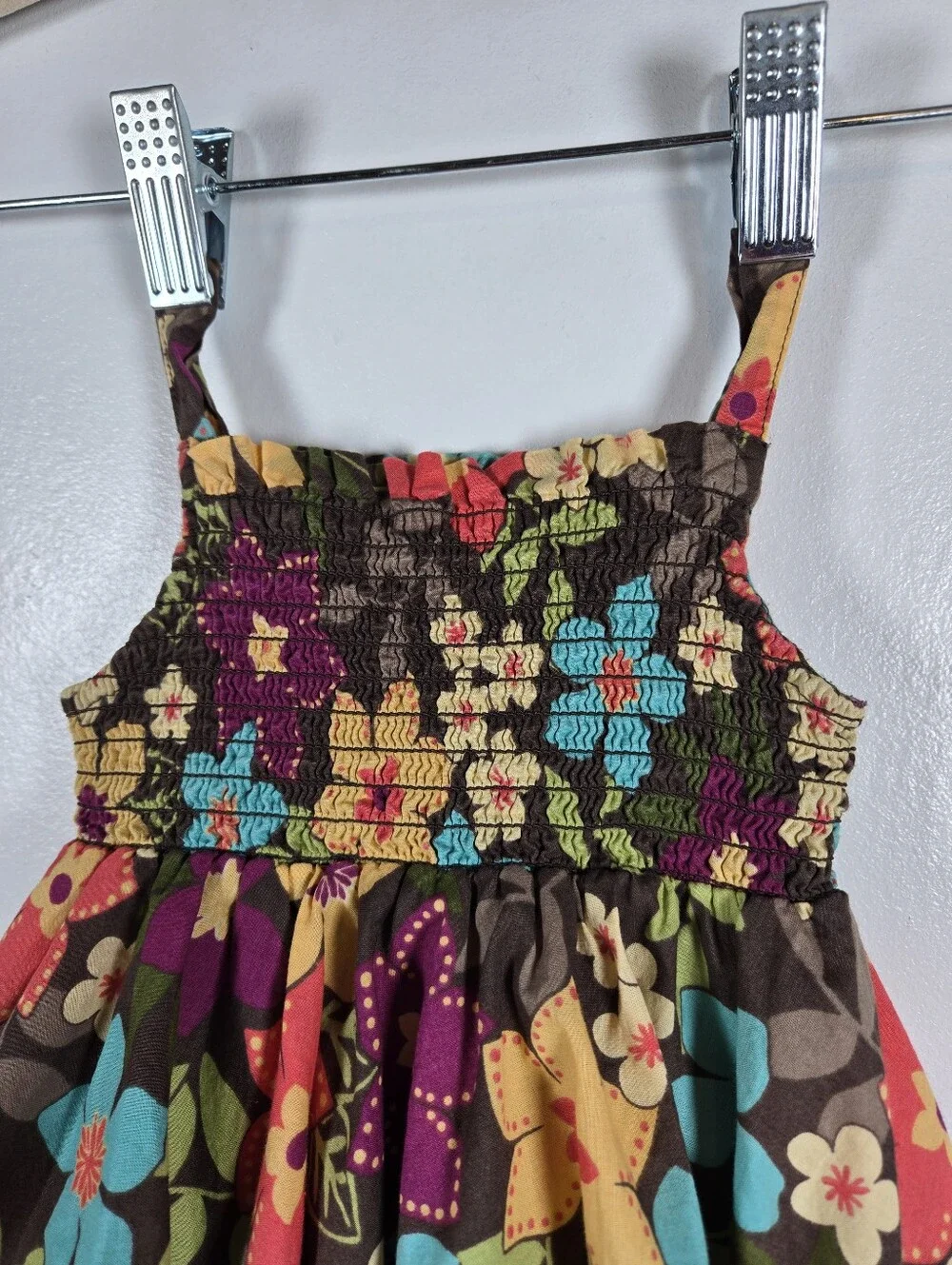 Gymboree 2009 Jungle Gem Floral Smocked Hankerchief Hem Dress Infant 6-12 Month
